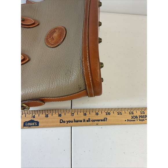 Dooney & Bourke Norfolk Satchel Crossbody Bag All Weather Leather Taupe Tan VTG - Picture 13 of 15